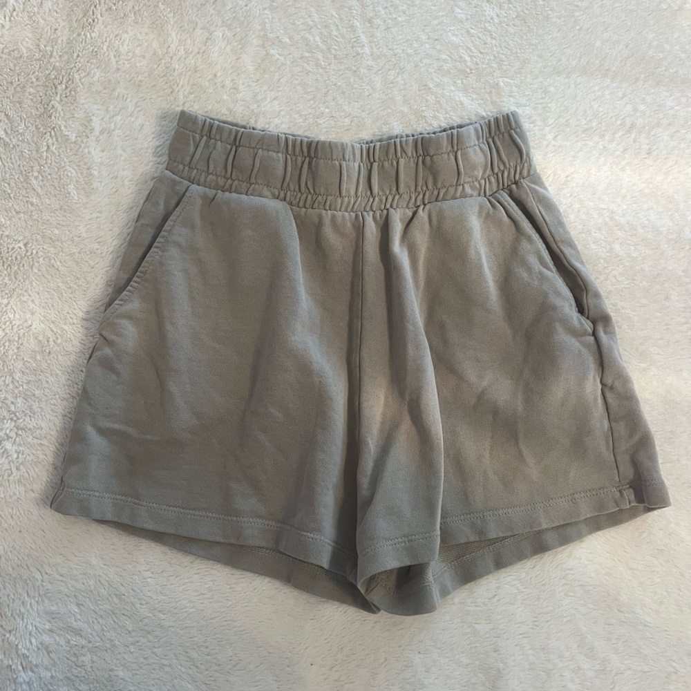 Zara Tan Athletic Shorts Relaxed Fit Elastic Waistband